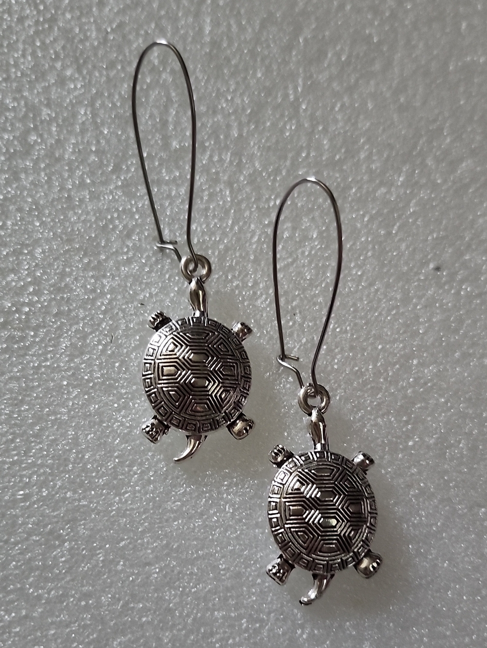 Hand Crafted Silver Turtle Drop Earrings